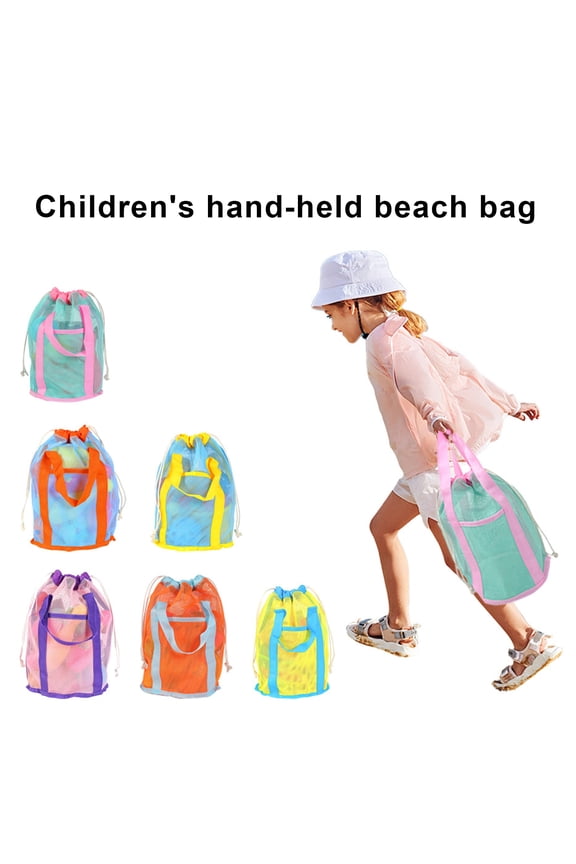 Mesh Beach Bag Shell Bag Seashell Bag Sand Toy Mesh Bag Shell Collecting Bags Totes Drawstring Closure for Boys and Girls
