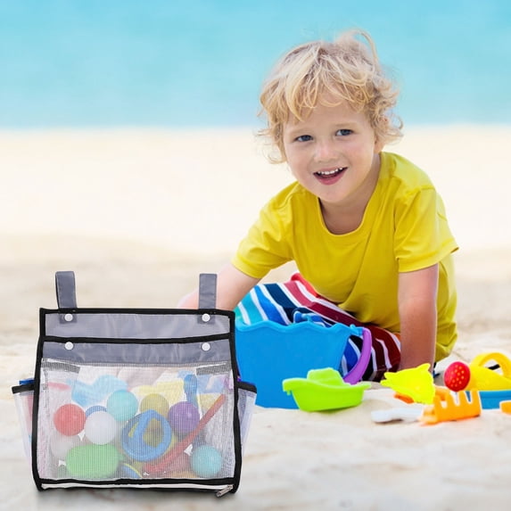Foldable Mesh Beach Toy Bag, Sandproof Storage Tote, Portable Kids Beach Accessories, Quick-Dry Nylon Bag, Large Capacity For Toys And Swim Gear