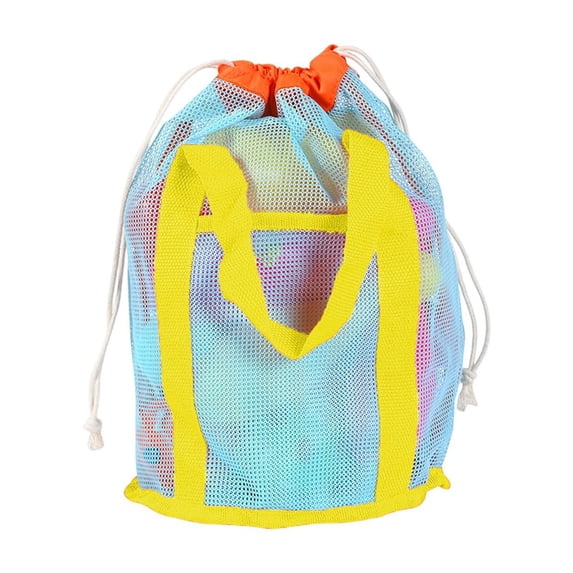Mesh Beach Bag Waterproof Sandproof Drawstring Tote Lightweight Breathable Carry Bag with Front Pocket for Beach Vacation, Pool, Cruise and Travel