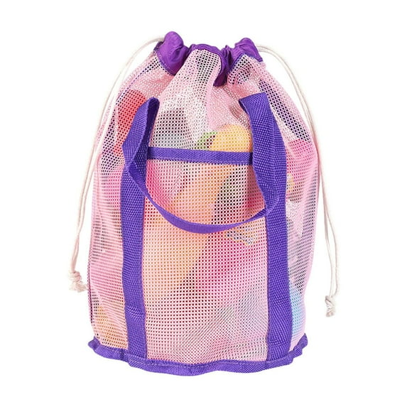 Mesh Beach Bag Waterproof Sandproof Drawstring Tote Lightweight Breathable Carry Bag with Front Pocket for Beach Vacation, Pool, Cruise and Travel