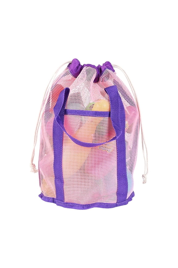 Mesh Beach Bag Waterproof Sandproof Drawstring Tote Lightweight Breathable Carry Bag with Front Pocket for Beach Vacation, Pool, Cruise and Travel