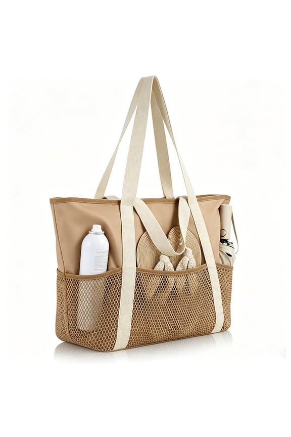 Mesh Beach Bag for Women, Large Beach Toy Pool Bag with Zipper Pocket, SandProof Cruise Essentials 2026 Family Travel