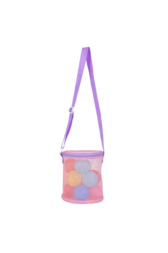 Mesh Beach Bags for Kids, Colorful Small Seashell Collecting Bags Adjustable Strap for Holding Shell Sand Toy（Type C）