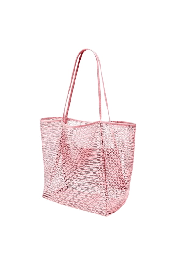 Mesh Beach Tote Bag, Large Nylon Mesh Beach Bag with Multi Pockets, Waterproof Beach Bag for Beach Pool Travel Essentials (M)