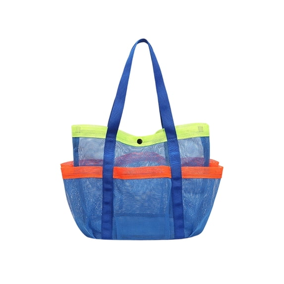 Mesh Beach Tote Bag With Multiple Pockets Royal Blue Large Capacity Waterproof For Swimming Beach Vacation 1 Pack