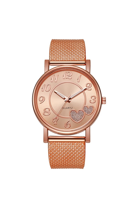 Mesh Belt Casual Fashion Heart Shaped Simple Watch