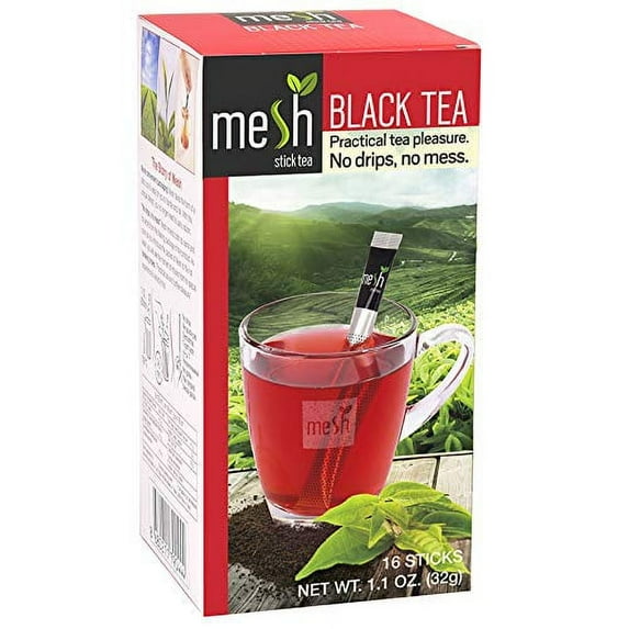 Mesh Black Stick Tea | 192 Sticks (12 Pack of 16) | Premium Instant Tea | No Artificial Colors or Flavors, No Messy Tea Bags, No Drips and No Spoon Needed