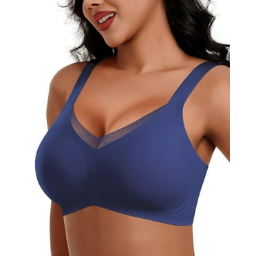 Mesh Bras for Women Underwire Bra Seamless Supportive Bra Wireless Seamless Bra Plus Size for Women (Pink Medium)