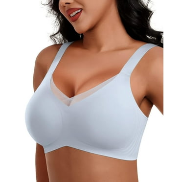 Mesh Bras for Women Underwire Bra Seamless Supportive Bra Wireless Seamless Bra Plus Size for Women (Pink Medium)