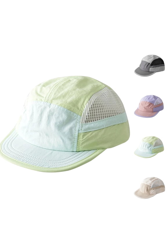 Mesh Breathable 5 Panel Hats for Men Women Soft Short Brim Quick Dry Baseball Cap Summer Cycling Running Sports Sun Protection Cap, #03 Light Green, One Size