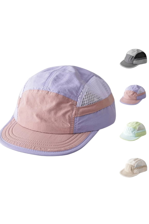 Mesh Breathable 5 Panel Hats for Men Women Soft Short Brim Quick Dry Baseball Cap Summer Cycling Running Sports Sun Protection Cap, #03 Purple, One Size