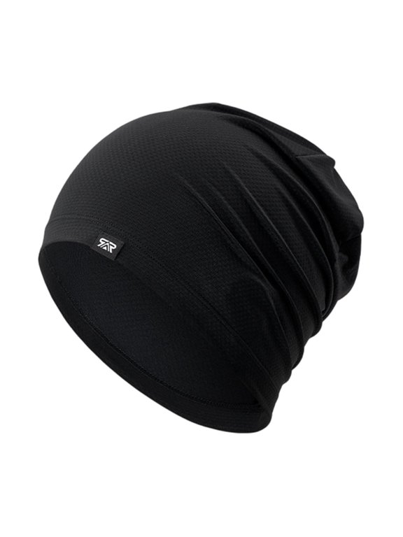 Mesh Breathable Beanie,Skully Running Cap,Gym Outdoor Headwear,Breathable Mesh Skully Beanie Lightweight Quick Drying Elastic Close Fit Sunshade Sweat Absorbing Headwear for Running,Black