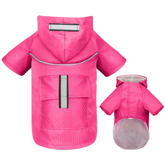 Mesh Breathable Small Dog Raincoat Reflective Durable Dog Pet Clothes with Hood Pocket Puppy Rain Jacket Small Medium Dog