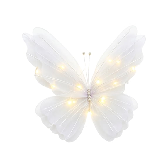 Mesh Butterfly with LED, Luminous Butterfly Yard Decor for Outdoor Wedding Garden Ornament Hanging Decoration White