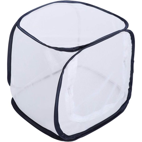 Mesh Cage, 12 X 12 X 12 Inches Foldable Portable Net Box Zinc Coated Wire Butterfly Cage, Screen Incubator Plant Growing Clear Observation Portable with Zipper Door