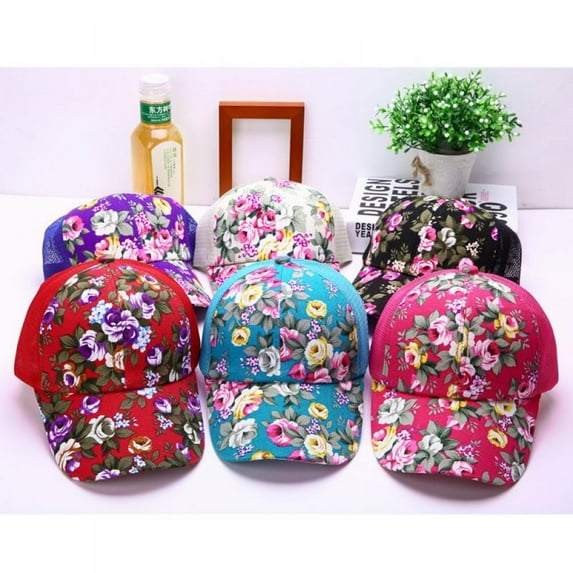 Mesh Cap Baseball Cap Sun Hat Trucker Hat Floral Printed Lightweight UV Protection for Outdoor Sports Unisex Adult