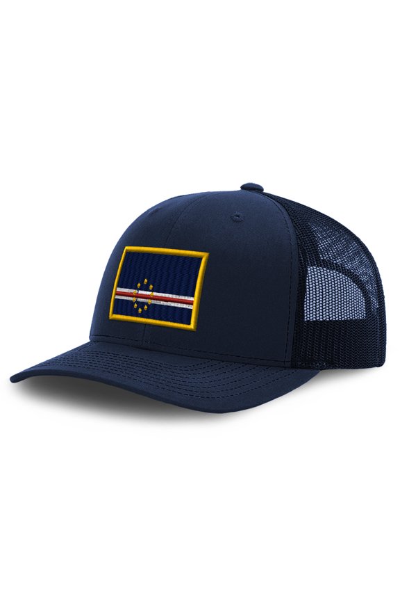 Mesh Cap Hat Embroidered Cape Verde Embroidery Trucker Hats for Men & Women Cotton Navy Design Only