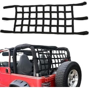 Mesh Cargo Net Hammock Roof Top Netting Hammock for Jeep Wrangler YJ TJ JK JKU JL JLU JT & Gladiator JT Accessories1987-2024 Black