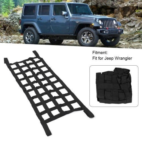 Mesh Cargo Net Roof Net Hammock for Jeep Wrangler YJ TJ JK JKU JL JLU 1987-2019