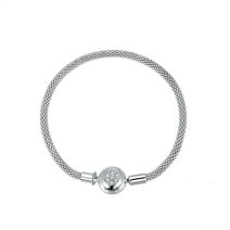 Mesh Chain Charm Bracelet Sterling Silver Cz Love Clasp Ginger Lyne Collection