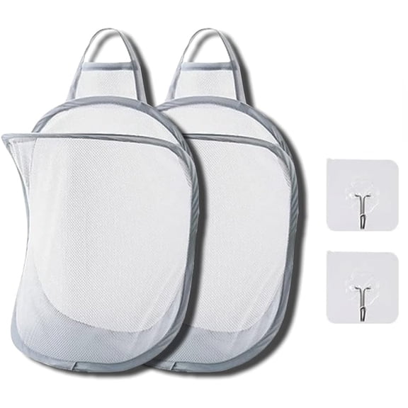 Mesh Collapsible Small Wall Laundry Baskets,Hanging Laundry Hamper,for Hotel, University Dormitory Use(2, CLASSIC)