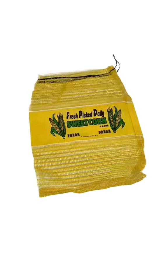 Mesh Corn Bags (6 Ear)- Easy Carry with Cinch Closure - White & Yellow - 12"x16" - 100 Ct