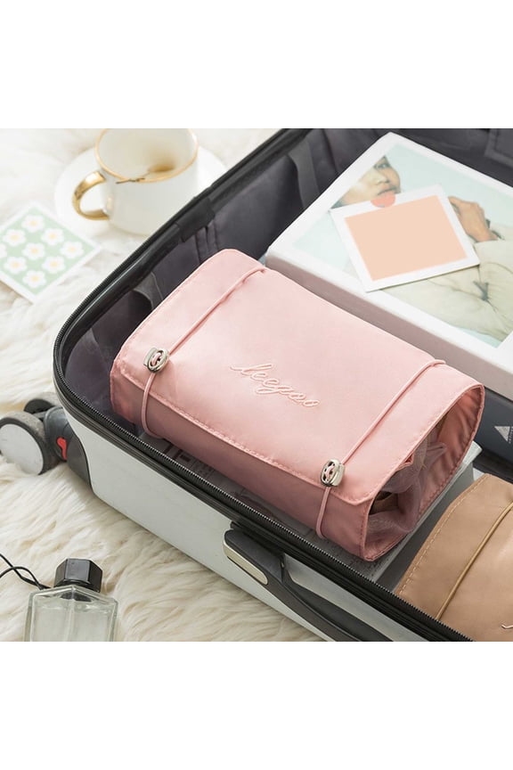 Mesh Cosmetic Backpack | Portable Folding Toiletry Bag & Makeup Organizer with Clear Zipper Pouches for Travel, Home, Office, and School Accessories Storage