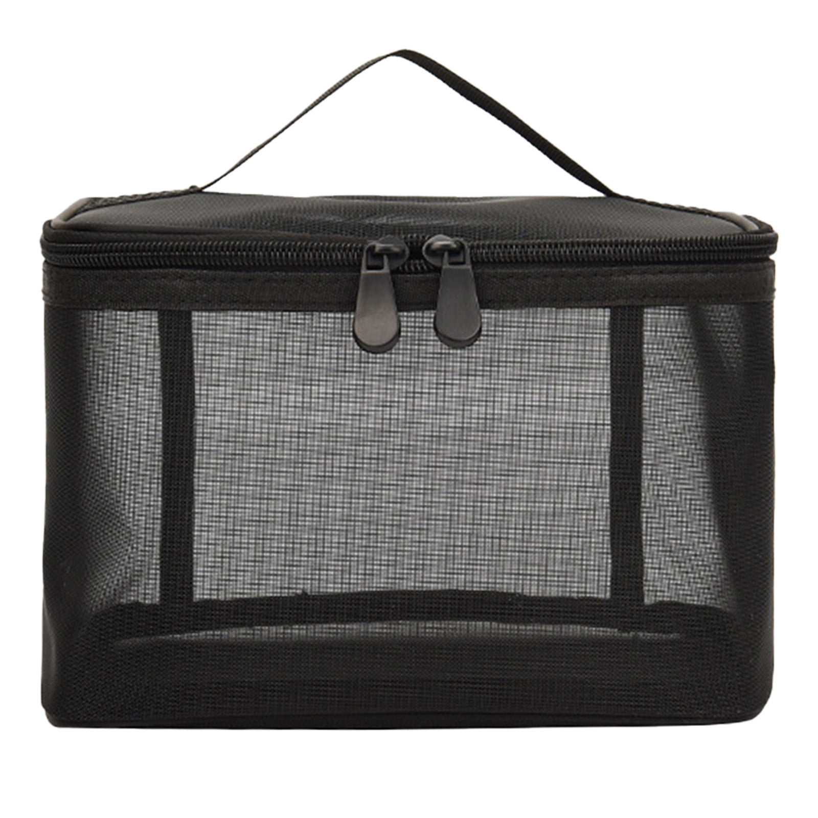 Mesh Cosmetic Bag Black Mesh Zipper Bag Travel Cosmetic Organizer