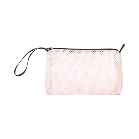 Mesh Cosmetic Bag Handheld Travel Organizer,Breathable Quick-Dry Nylon Makeup Pouch,Lightweight Portable Storage Solution for Beach Vacation Outdoor Trip and Daily Use Pink