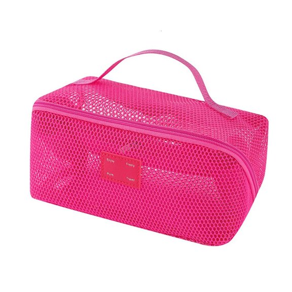 Mesh Cosmetic Pouch Spacious Interior Multi Pocket Organiser Travel Ready Bag