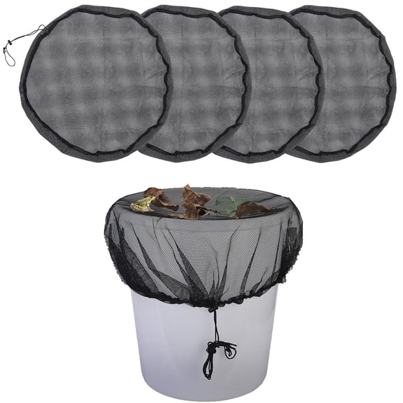 Mesh Cover for Rain Barrels,4 pcs Rain Barrels Screen Water Bucket Covers with Drawstring,Rain Barrel Net Cover to Keep Leaves and Debris Out Rain Collection95cm