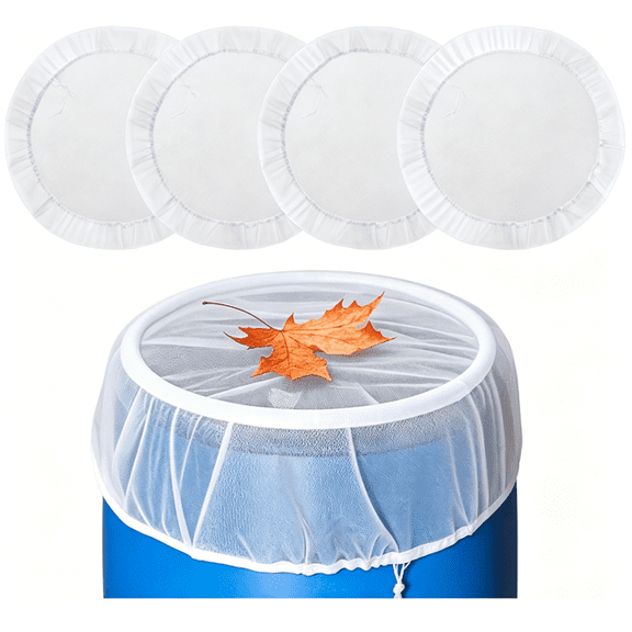 Mesh Cover for Rain Barrels 4 Pack Rain Barrel Netting with Drawstring Water Collection Buckets Tank Protector Screen for Fallen Leaves