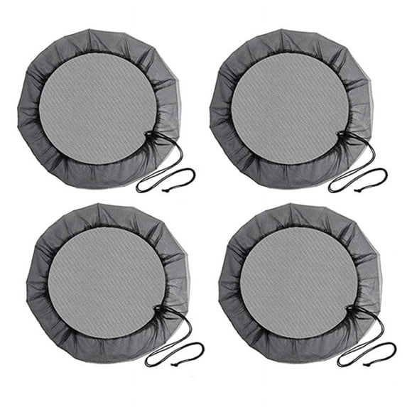 Mesh Cover for Rain Barrels, 4 Pcs Rain Barrel Netting Screen with Drawstring for Protecting Fallen Leaf Debris