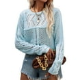 thumbnail image 1 of Mesh Crochet Knit Sweater Light Blue Medium, 1 of 5