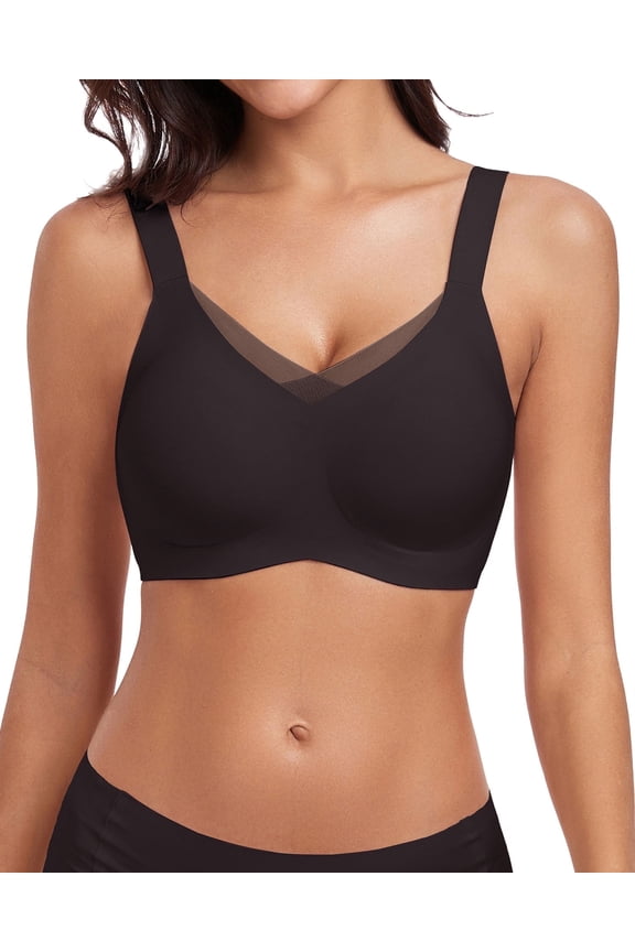 Wireless Bras for Women V Mesh Seamless Bra No Underwire Full Coverage Supportive Everyday Bralette