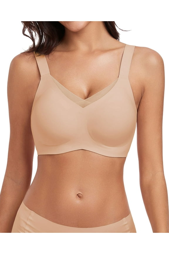 Mesh Crossover Seamless Womens Bras No Underwire Full Coverage Wireless Support Bras Push Up Bralettes