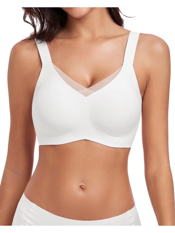 Wireless Bras for Women V Mesh Seamless Bra No Underwire Full Coverage Supportive Everyday Bralette