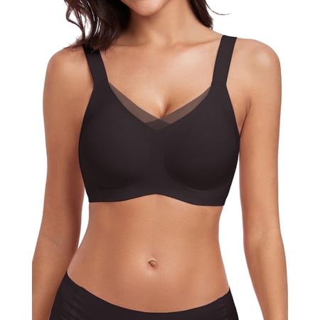 Wireless Bras for Women V Mesh Seamless Bra No Underwire Full Coverage Supportive Everyday Bralette