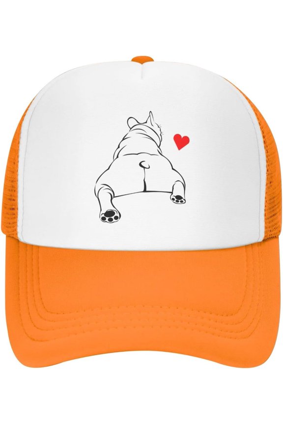 Mesh Dad Hat Adjustable Washed French Bulldog Bottom Baseball Dad Cap Funny Distressed Ball Trucker Cap for Women Men