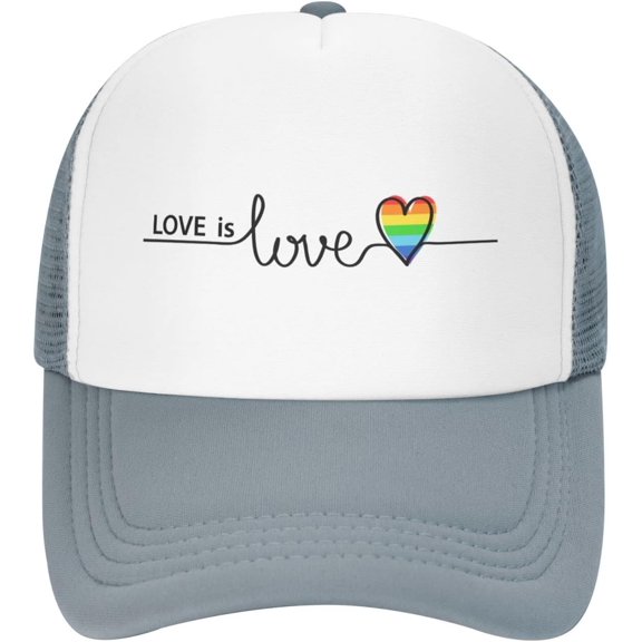 Mesh Dad Hat Adjustable Washed LGBT Pride Love is Love Baseball Dad Cap Funny Distressed Ball Trucker Cap for Women Men