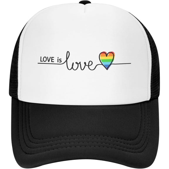 Mesh Dad Hat Adjustable Washed LGBT Pride Love is Love Baseball Dad Cap Funny Distressed Ball Trucker Cap for Women Men