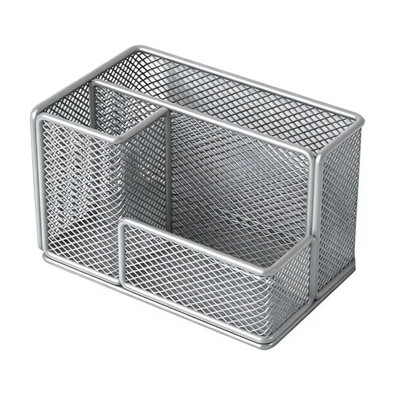 Mesh Desk Office Organizer, Mesh Desk Organizer, 3 In 1 Metal Pen Holder Office Supplies Caddy for Paper Clip, Sticky Note, Pen 3 Compartments Gray