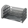 thumbnail image 1 of Mesh Desk Organizer, 1 Vertical/3 Horizontal Sections, Steel Mesh, 16.25 x 9 x 8, Black, 1 of 2