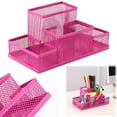 thumbnail image 1 of Mesh Desk Organizer - 4 Compartment Pen Holder - Office Desk Accessory Caddy - Multi Purpose Desk Tray - 1 Piece - Hot Pink, 1 of 8