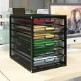 thumbnail image 1 of Mesh Desk Organizer with 6 Tier Sliding Drawers, Paper Sorter, Multi-Functional Home Office Supplies Storage Tray for Letters, Documents, Books, Mail, Files, Arts & Crafts Supplies - Black, 1 of 15