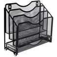Mesh Desk Paper Organizer Wall Hanging File Holder with 3 Upright File ...