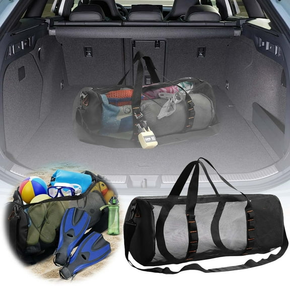 High Capacity Mesh Dive Bag - Cylinder Shape with Adjustable Shoulder Straps - Functional Fitness Storage for Snorkeling - Ideal for Holidays and Camping