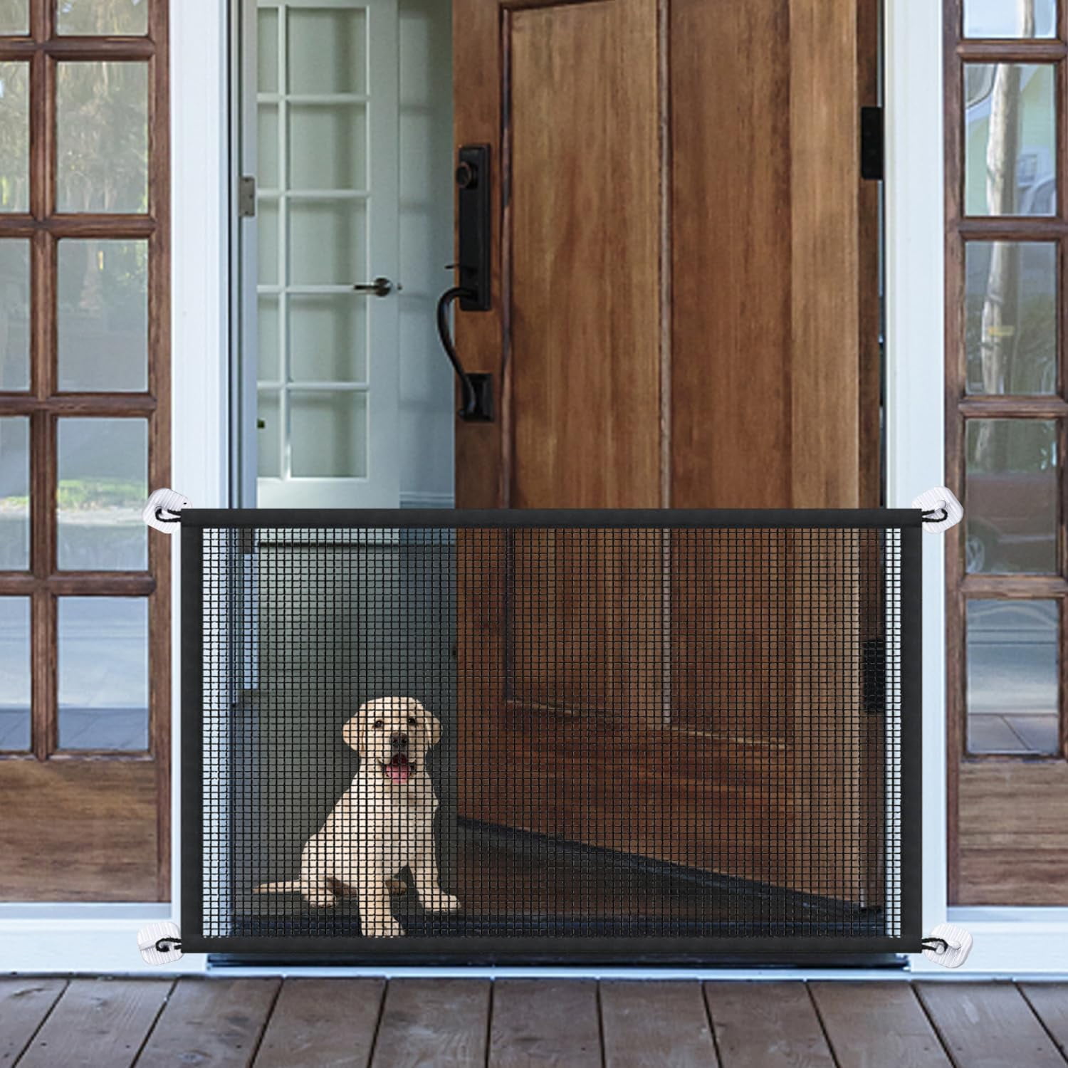 Mesh Dog Gates for Pets, Magic Pet Gate for The House, Portable Puppy ... - Puppy Safety Gate For Homes With Multiple Animals
