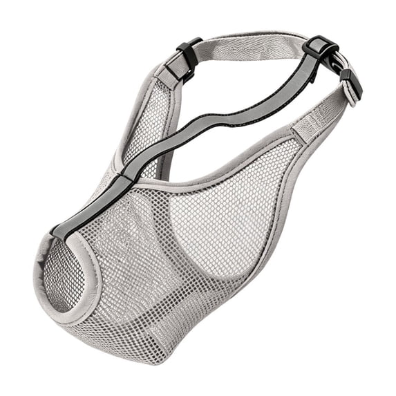 Mesh Dog Muzzle with Reflective Adjustable Strap, Anti-Bite Anti-Scavenging Pet Mouth Cover for Small Medium Large Dogs Grooming Walking Training Gray