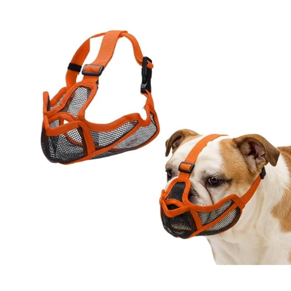 Mesh Dog Muzzle for Small Dogs, Soft Breathable Muzzle to Prevent Biting, Chewing, and Scavenging, Adjustable Puppy Muzzles for Grooming, Vet Visits, Walking, Short Snout Fit, Pet Training Tool